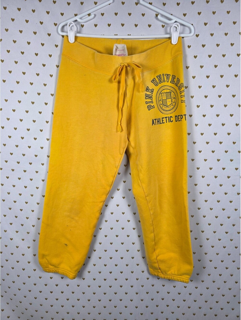 Victorias Secret PINK Vintage Yellow Sweats University Sweatpants Small
